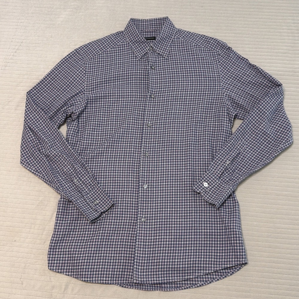 Ermenegildo Zegna Purple Plaid Long Sleeve Button Down Dress Shirt Men's Size M